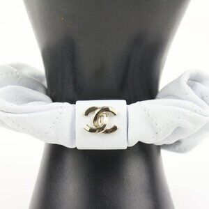 Chanel 21K Leather Hair Scrunchie Barrette 48ck32s
